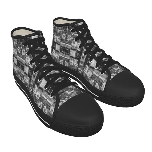 Devotees Pattern Men's Black Sole Canvas Shoes - Nutala Gallery