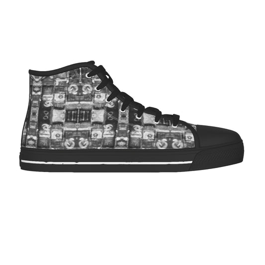 Devotees Pattern Men's Black Sole Canvas Shoes - Nutala Gallery