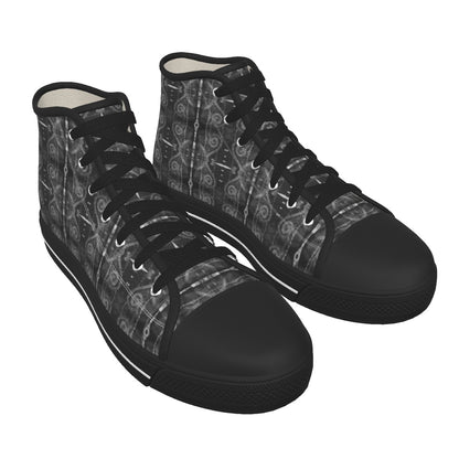 Neigbours Pattern Men's Black Sole Canvas Shoes - Nutala Gallery