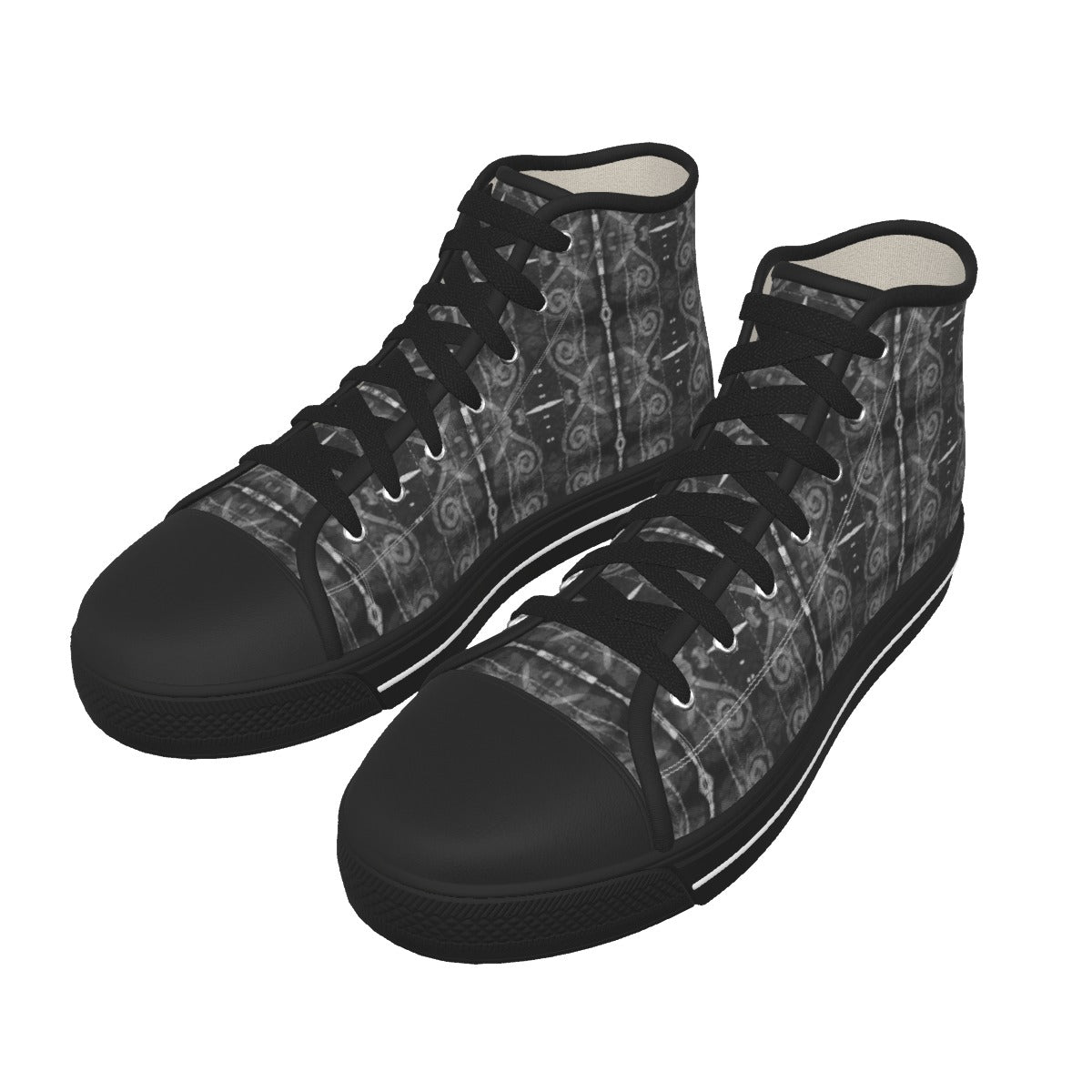 Neigbours Pattern Men's Black Sole Canvas Shoes - Nutala Gallery